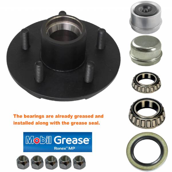 17-110 3500lb 5 on 4-1/2" Bolt Pattern Pre-Greased Idler Hub Kit with 1-1/16" and 1-3/8" Bearing Set