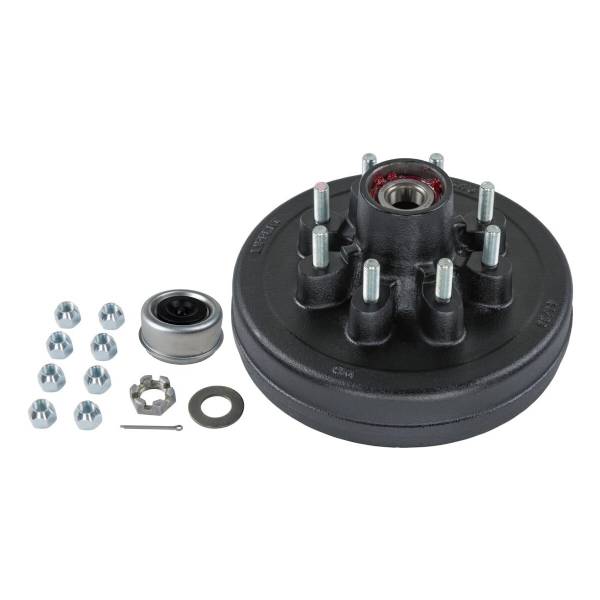 2024013261 7000lb 8 on 6-1/2" Bolt Pattern 12" Pre-Greased Drum Kit with 9/16" Lug Studs #2