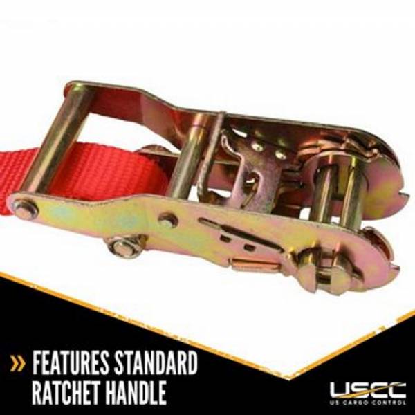 2615WHVC Red 1" x 15' Ratchet Strap with Vinyl Coated Wire Hooks #3