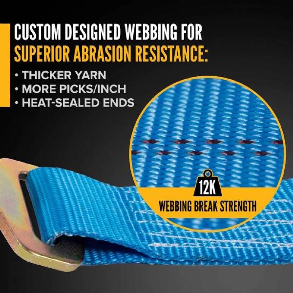 2TDAX8BLU 2" x 8' Blue Auto Tie Down Ratchet Strap with Axle Strap #7
