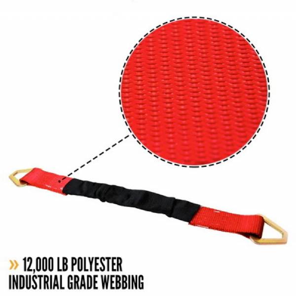 AXLE2WP-RED 2" x 24" Red Axle Strap with 2" Stamped D-Rings #2