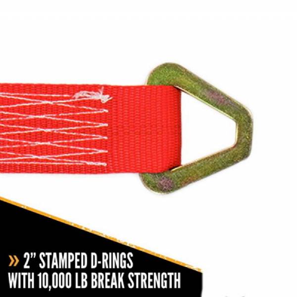 AXLE2WP-RED 2" x 24" Red Axle Strap with 2" Stamped D-Rings #4