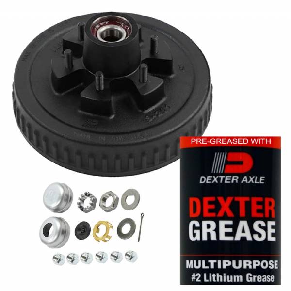 K08-201-2G 6000lb 6 on 5-1/2" Bolt Pattern 12" Pre-Greased Brake Drum Kit
