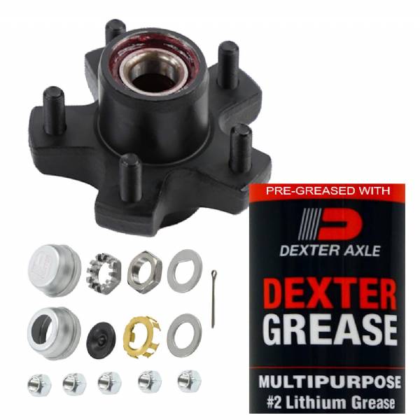 K08-259-1G 2200lb 5 on 4-1/2" Bolt Pattern Small Flange Pre-Greased Idler Hub Kit with 1-1/16" Bearing Set