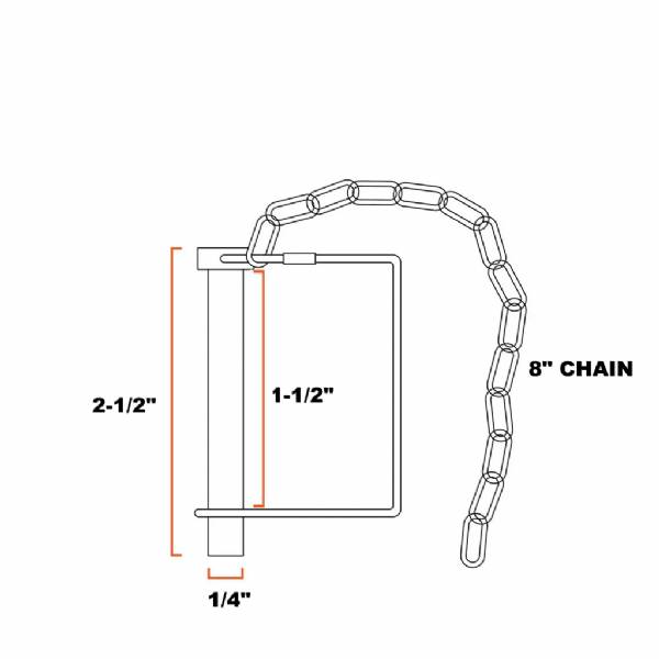 P11C 1/4" Safety Snapper Pin with 8" Chain #2