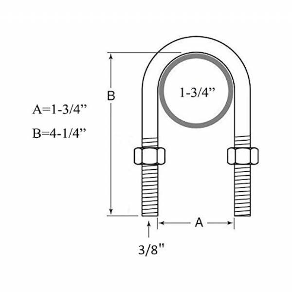 UBK-175 1-3/4" Round Axle U-Bolt Mounting Kit #3