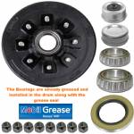 19-135 7000lb 8 on 6-1/2" Bolt Pattern 12" Pre-Greased Drum Kit with 9/16" Lug Studs